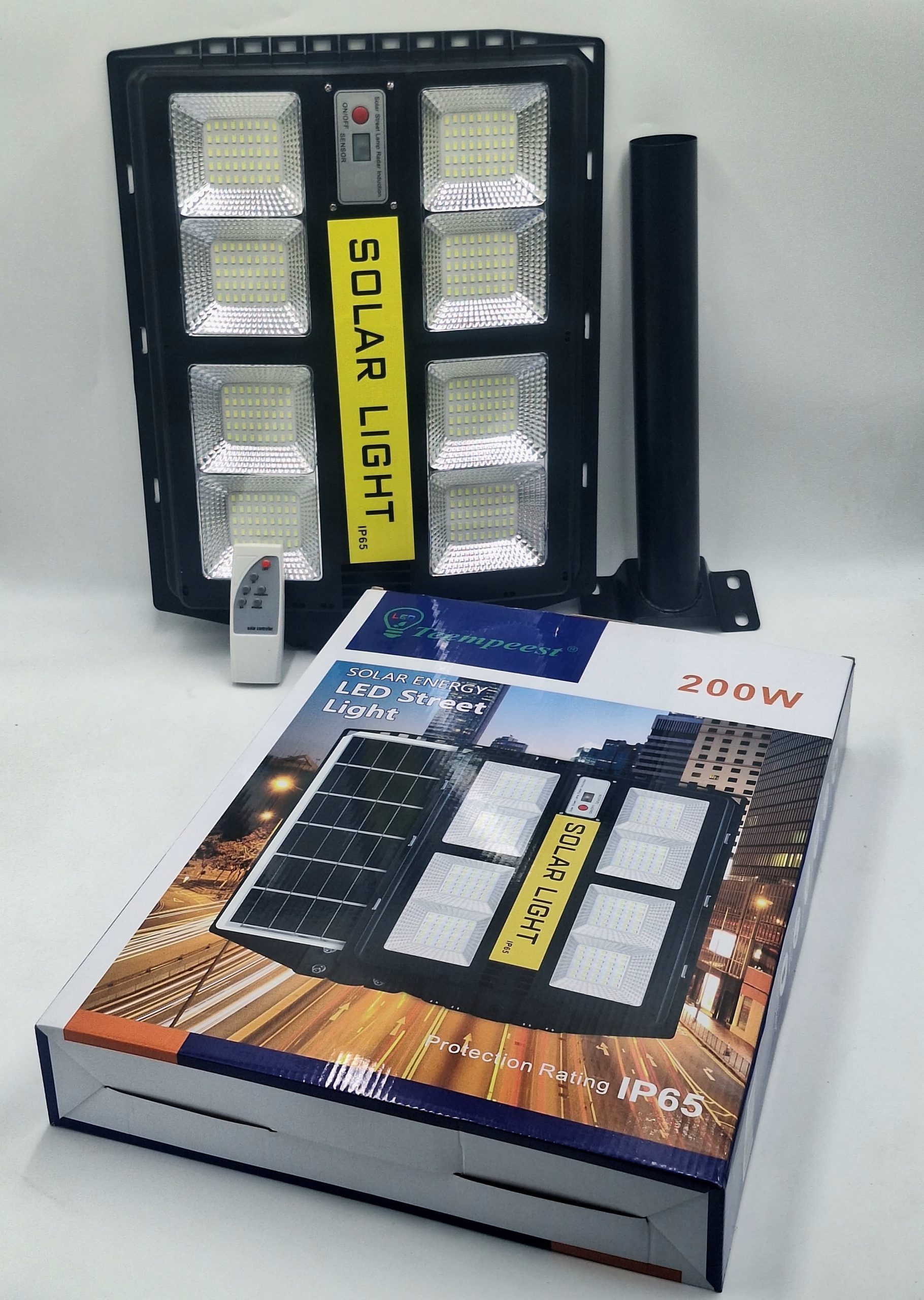 Tempest - 200w LED Street Light with solar panel & remote control